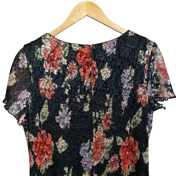 VGT RONNIE NICOLE by Ouida Dress Maxi Black Net Overlay Fairygoth Floral Size 16 - Picture 6 of 12